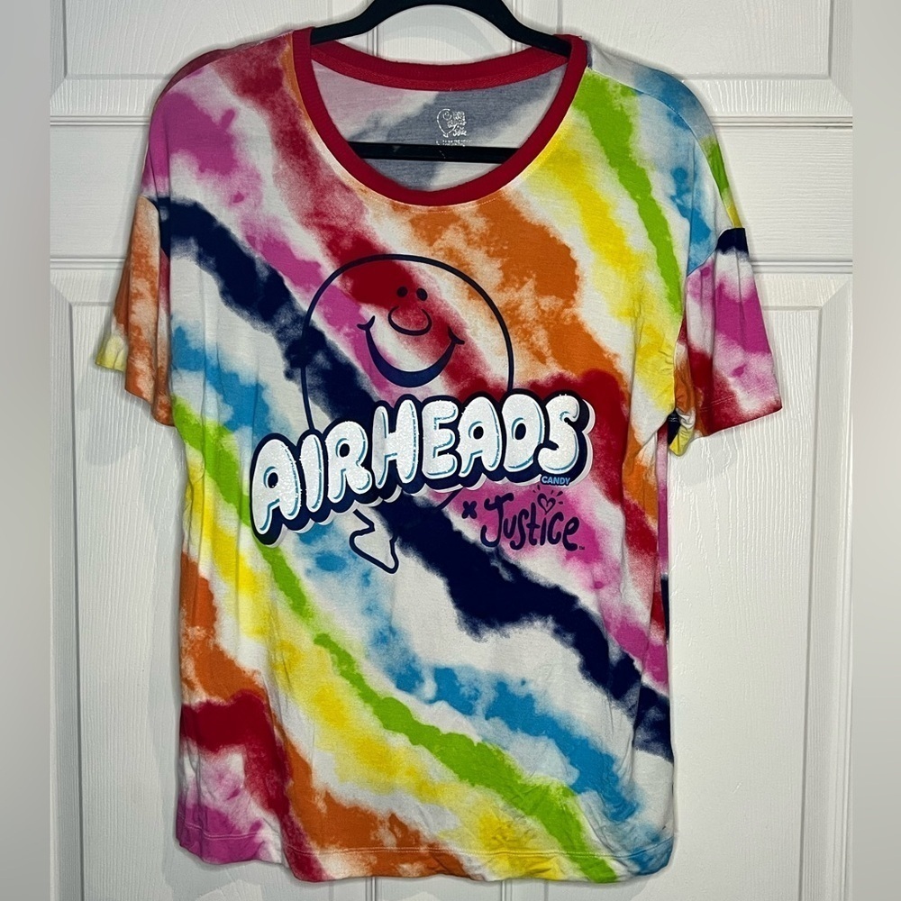 Air Heads x Justice Tie Dye Oversized Rainbow tee - Size Large (12/14)
